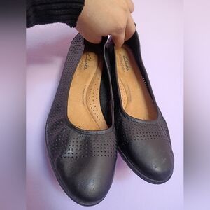 Clarks Women's Perforated Black Loafers